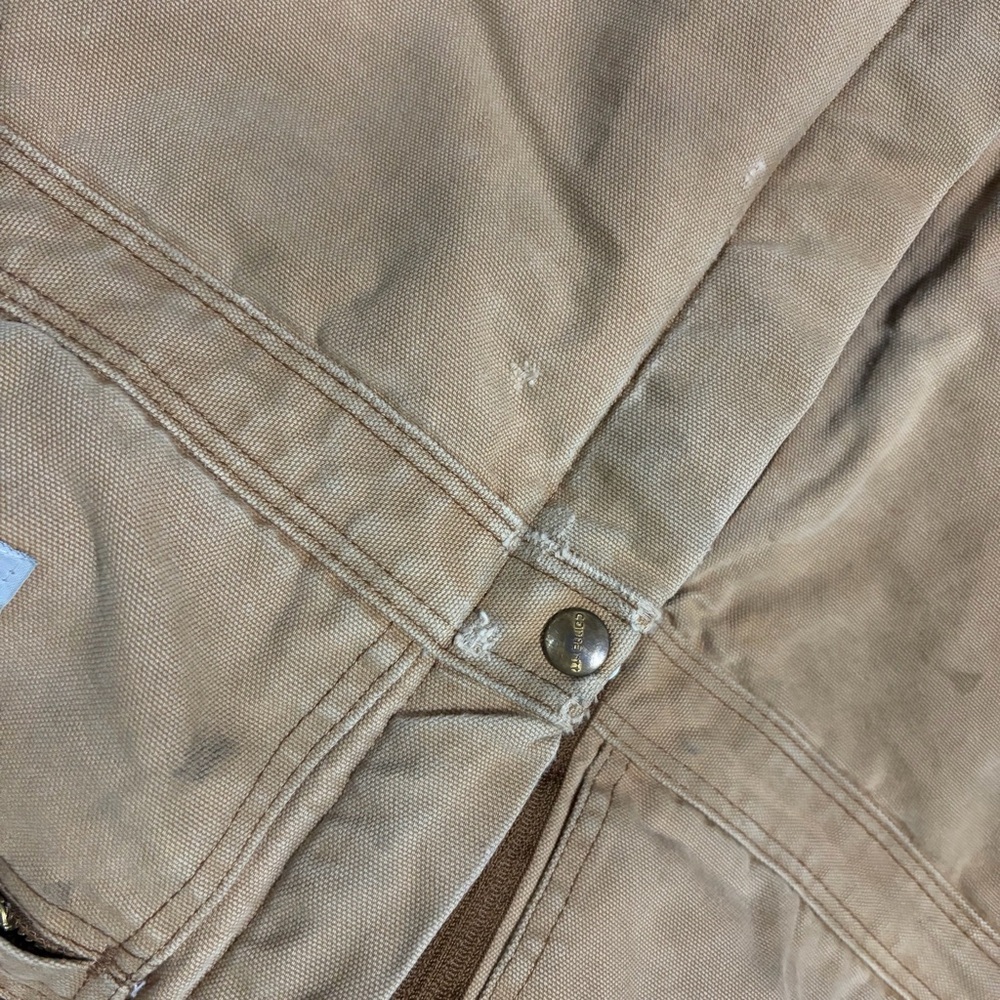 Vintage Carhartt Red quilted Insulated Canvas Coveralls Brown 996QZ 44S USA - Picture 8 of 16
